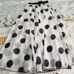 Black and White Polka Dot Maxi Skirt